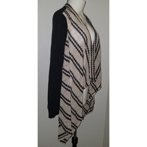 NWT Casual Express Tan Black Knit Open Front Cardigan Sweater Striped Size Large - Picture 7 of 11